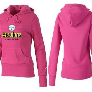 Nike Pittsburgh Steelers Team Logo Pink Women Pullover Hoodies (3)
