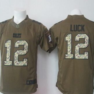 Men's Indianapolis Colts #12 Andrew Luck Green Salute To Service 2015 NFL Nike Limited Jersey