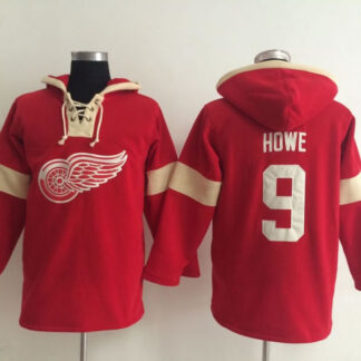 Detroit Red Wings #9 Gordie Howe Solid Color Red Hoody