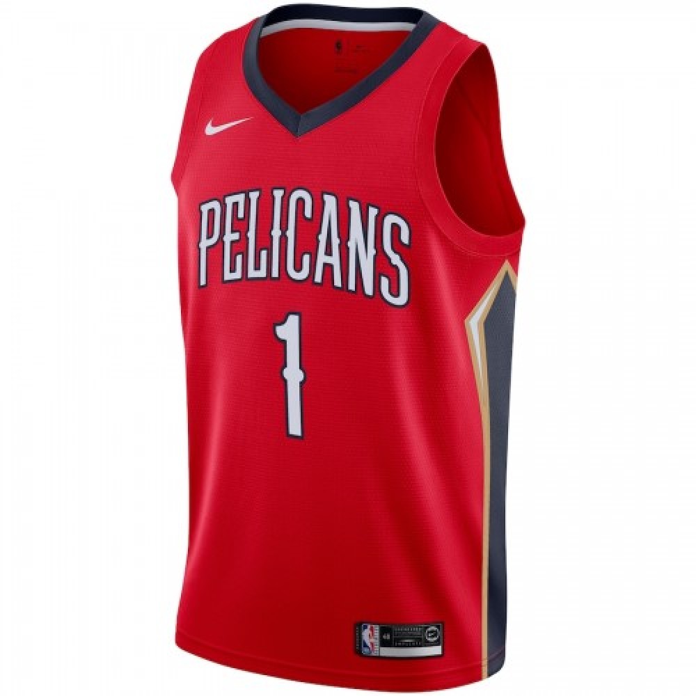 Men's New Orleans Pelicans Zion Williamson #1 Nike Red 19/20 Swingman Jersey - Statement Edition - Image 2