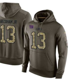 Glued Nike New York Giants #13 Odell Beckham Jr. Olive Green Salute To Service Men's Pullover Hoodie