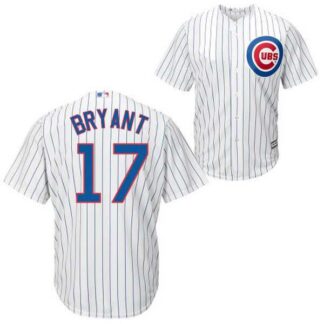 Youth Chicago Cubs #17 Kris Bryant White Pinstripe New Cool Base Stitched Jersey JiaSu