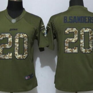 Women's Detroit Lions #20 Barry Sanders Green Salute to Service NFL Nike Limited Jersey