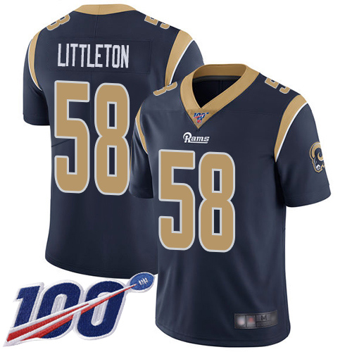 Nike Los Angeles Rams #58 Cory Littleton Navy Blue Team Color Men’s Stitched NFL 100th Season Vapor Limited Jersey