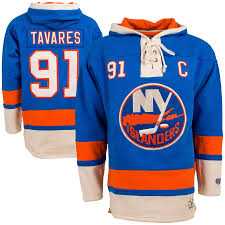 New York Islanders #91 John Tavares Blue All Stitched Hooded Sweatshirt