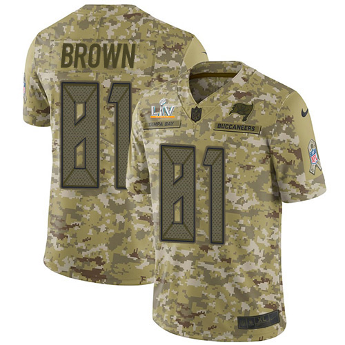 Nike Tampa Bay Buccaneers #81 Antonio Brown Camo Men’s Super Bowl LV Bound Stitched NFL Limited 2018 Salute To Serv...