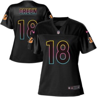 Nike Cincinnati Bengals #18 A.J. Green Black Women’s NFL Fashion Game Jersey