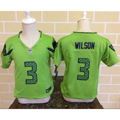 Toddler Nike Seattle Seahawks #3 Russell Wilson Green Alternate Stitched NFL Elite Jersey