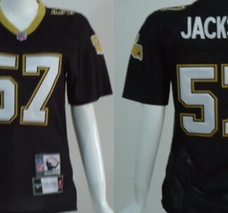 Breathable New Orleans Saints #57 Rickey Jackson Black Throwback Womens Jersey for game day