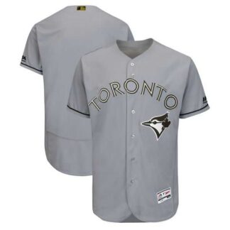 Men's Customized Blue Jays Any Name & Number Gray 2018 Memorial Day Flexbase Jersey