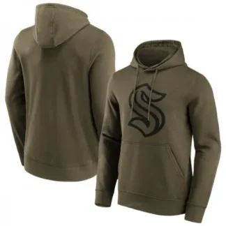 Men's Seattle Kraken Khaki Iconic Preferred Logo Graphic Hoodie