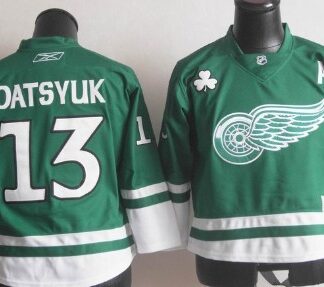Detroit Red Wings #13 Pavel Datsyuk St. Patrick's Day Green Kids Jersey