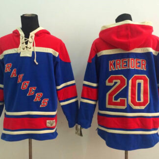New York Rangers #20 Chris Kreider Light Blue Hoodie