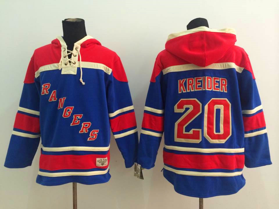 New York Rangers #20 Chris Kreider Light Blue Hoodie