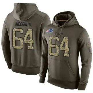 NFL Men's Buffalo Bills #64 Richie Incognito Stitched Green Olive Salute To Service KO Performance Hoodie