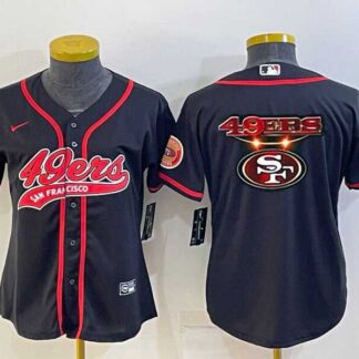 Women's San Francisco 49ers Black Team Big Logo With Patch Cool Base Stitched Baseball Jersey
