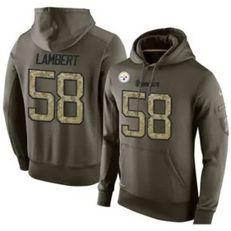 NFL Men's Pittsburgh Steelers #58 Jack Lambert Stitched Green Olive Salute To Service KO Performance Hoodie