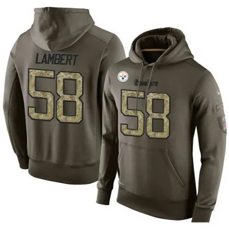 NFL Men's Pittsburgh Steelers #58 Jack Lambert Stitched Green Olive Salute To Service KO Performance Hoodie