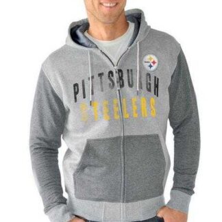 Men's Pittsburgh Steelers G III Sports by Carl Banks Safety Tri Blend Full Zip Hoodie Heathered Gray FengYun