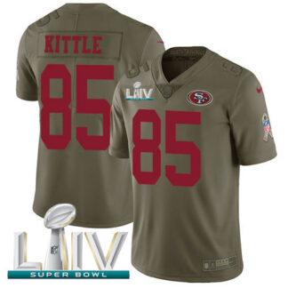 Nike San Francisco 49ers #85 George Kittle Olive Super Bowl LIV 2020 Youth Stitched NFL Limited 2017 Salute To Serv...