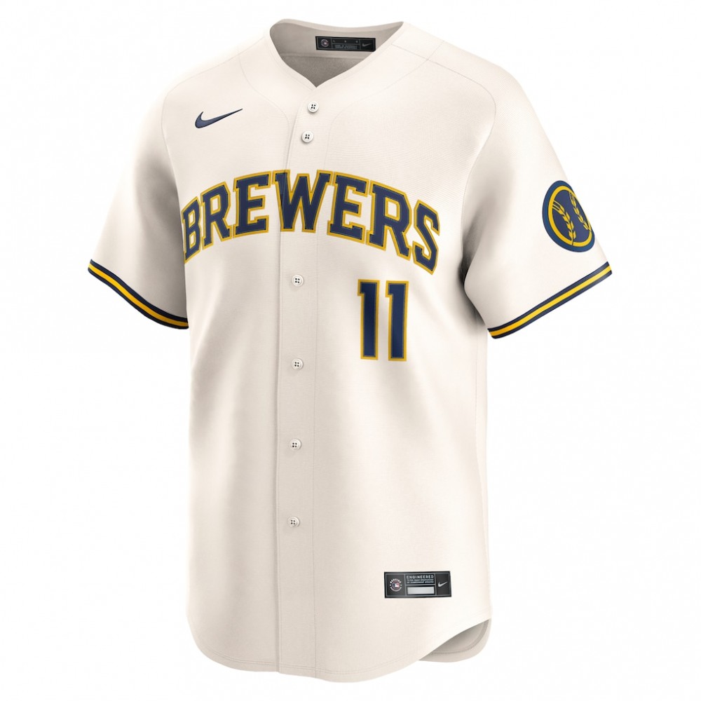 Jackson Chourio Milwaukee Brewers Nike Home Limited Jersey - Cream - Image 2