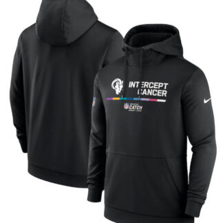 Men's Los Angeles Rams Black 2022 Crucial Catch Therma Performance Pullover Hoodie