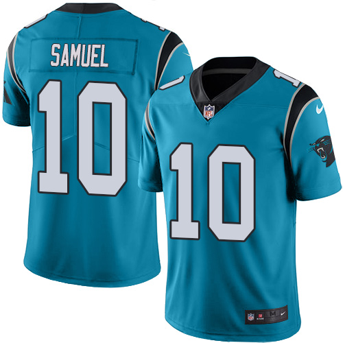 Nike Carolina Panthers #10 Curtis Samuel Blue Men’s Stitched NFL Limited Rush Jersey