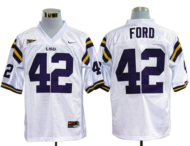 LSU Tigers #42 Michael Ford White NCAA Jerseys