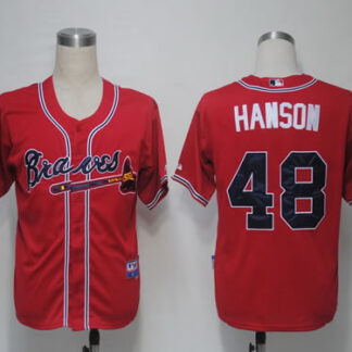 Atlanta Braves #48 Hanson Red Cool Base Jerseys