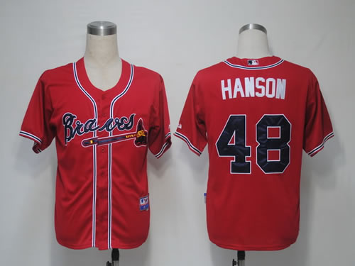 Atlanta Braves #48 Hanson Red Cool Base Jerseys