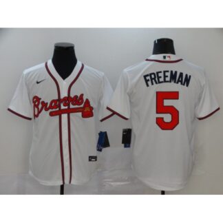 Men's Atlanta Braves #5 Freddie Freeman White Cool Base Stitched MLB Jersey RBO7
