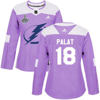 Adidas Tampa Bay Lightning #18 Ondrej Palat Purple Authentic Fights Cancer Women’s 2020 Stanley Cup Champions Stitc...