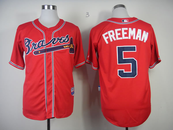 Atlanta Braves #5 Freeman Red Cool Base Jerseys