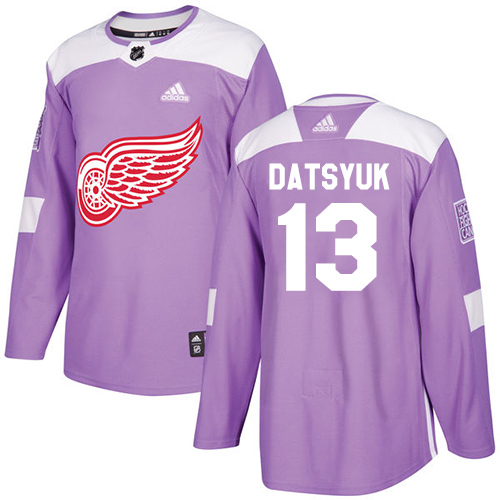 Adidas Detroit Red Wings #13 Pavel Datsyuk Purple Authentic Fights Cancer Stitched Youth NHL Jersey