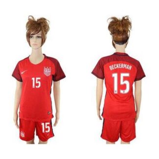 Women’s USA #15 Beckerman Away Soccer Country Jersey