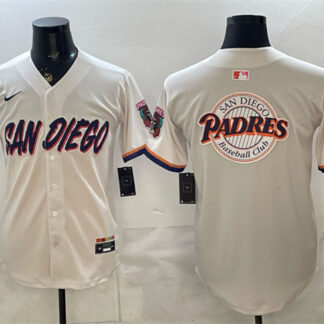 Men's San Diego Padres Team Big Logo Cream 2026 City Connect Stadium Stitched Baseball Jersey (1)