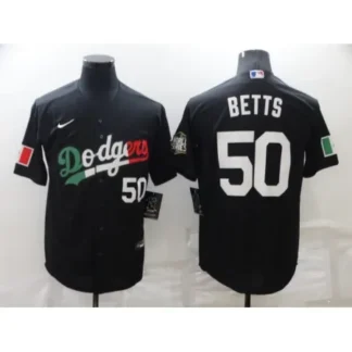 Men's Los Angeles Dodgers #50 Mookie Betts Black Cool Base Stitched Baseball Jersey LD6H