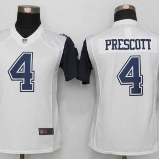 Women Limited Nike Dallas Cowboys #4 Prescott White Team Color Stitched Rush Jersey