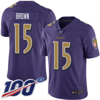 Nike Baltimore Ravens #15 Marquise Brown Purple Men’s Stitched NFL Limited Rush 100th Season Jersey