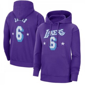 Breathable Men's Los Angeles Lakers #6 LeBron James Purple Pullover Hoodie K6LG for game day