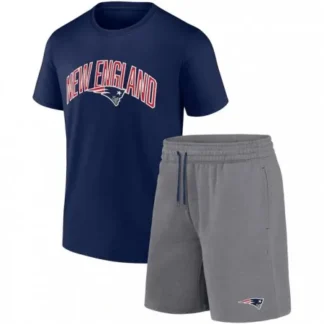 Breathable Men's New England Patriots Navy/Heather Gray Arch T-Shirt & Shorts Combo Set for game day