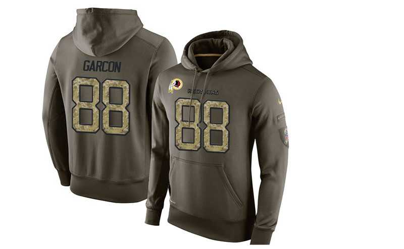 Glued Nike Washington Redskins #88 Pierre Garcon Olive Green Salute To Service Men's Pullover Hoodie