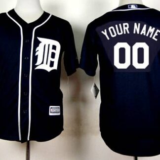 Men's Detroit Tigers Customized 2015 Navy Blue Jersey