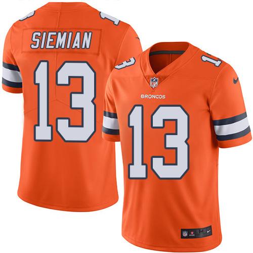 Nike Denver Broncos #13 Trevor Siemian Orange Men’s Stitched NFL Limited Rush Jersey