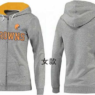 Womens Cleveland Browns Team Logo 2015 Full Zip Hoodie-18