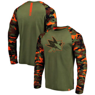 San Jose Sharks Fanatics Branded OliveCamo Recon Long Sleeve Raglan T-Shirt