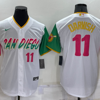 Men's San Diego Padres #11 Yu Darvish Number White 2022 City Connect Cool Base Stitched Jersey