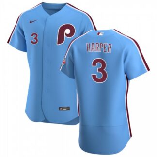 Philadelphia Phillies #3 Bryce Harper Men’s Nike Light Blue Alternate 2020 Authentic Player MLB Jersey