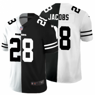 Las Vegas Raiders #28 Josh Jacobs Men’s Black V White Peace Split Nike Vapor Untouchable Limited NFL Jersey