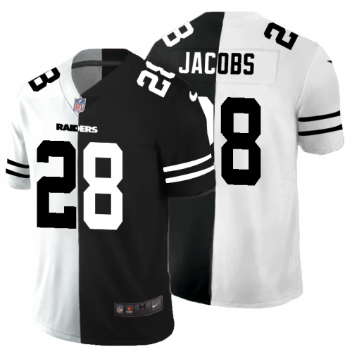 Las Vegas Raiders #28 Josh Jacobs Men’s Black V White Peace Split Nike Vapor Untouchable Limited NFL Jersey